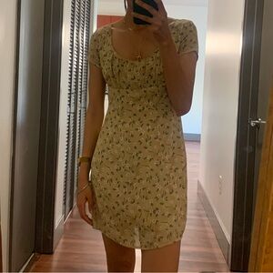 beige floral mini dress